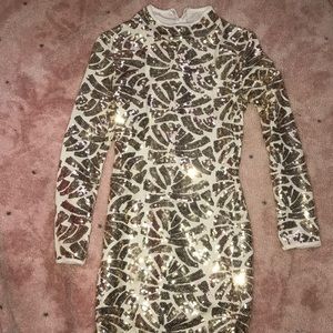 Gold sequins formal dress